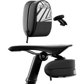 ENLEE Waterproof Bicycle Saddle bag with Reflective Stripes and Tail Light Buckle - Large Capacity 600D Polyester Bicycle Seat Bag for Cyclists, Mountain Bikes, Road Bikes - Black