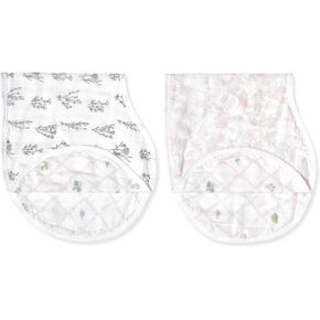 aden + anais Silky Soft Bamboo Viscose Burpy Bib – Multi-Use, Absorbent 4-Layer Burp Cloth and Full-Coverage Snap-Closure Baby Bib in One, 22.5" X 11", 2-Pack, French Floral