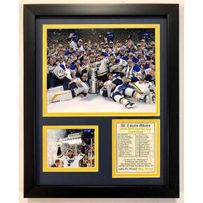 Legends Never Die St. Louis Blues Stanley Cup Champion 2018-19 Collectible | Framed Photo Collage Wall Art Décor - 12" x 15"