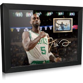 ORIMAMI Gifts for Basketball Player Kevin Maurice Garnett Fans,Sport Superstar Picture Desktop Framed Photo 8x6 Inches with Printed Signed and 1x35mm Film Mini Cell Display
