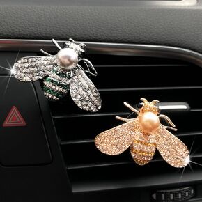 2 Pieces Sunflower Air Vent Clips Bling Flower Car Accessories Cute Car Air Freshener Rhinestone Sun flower Gift Decorations Charm Car Clip Interior Air Vent Decor