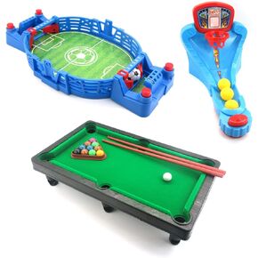Table Games Set - Mini Foosball Game - Basketball Shooting Game - Tabletop Pool Mini Billiards - Supports six Players for Office Reduce Stress