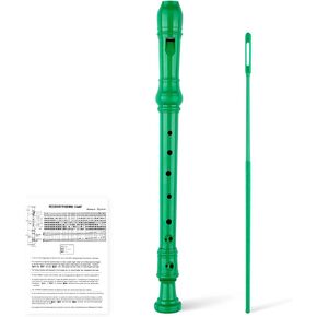 8-Hole Soprano Descant Recorder Baroque Style Kids Music Flute with Cleaning Rod & Case Bag for School Student Home Entertainment - Beige