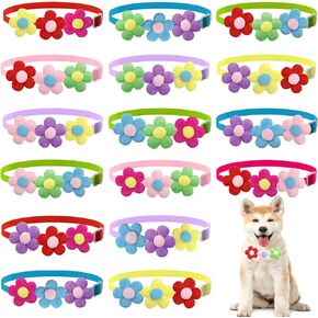 16Pcs Dog Bowties Plush Flower Dog Bows Cute Pet Grooming Accessories with Flowers Cat Bow Ties Grooming Bows for Dogs