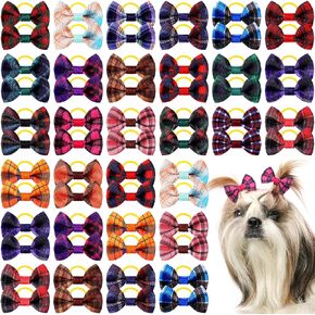 60 Pcs Pet Dog Hair Bows Cute Dog Bow Knot Hair Bows Puppy Bows with Rubber Band Handmade Hair Accessories Pet Grooming Products for Small Dog(Donut and Ice Cream)