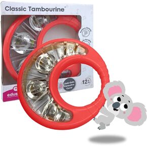 Edushape Classic Tambourine for Kids, Green - Percussion Musical Instrument Baby Tambourine for Toddlers 1-3, Kids Tambourine Fun Tummy Time, Fine Motor, Auditory and Visual Sensory Development