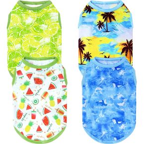 XPUDAC 4 Pack Dog Shirts Quick Dry Summer Dog Clothes for Small Dogs Boy Girl Lightweight Breathable Dog Cooling Vest- Small