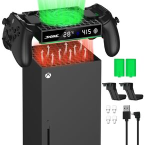 مروحة تبريد لأجهزة Xbox Series X وS، مروحة تبريد Xbox Series X مع مفتاح تشغيل/إيقاف تلقائي، سرعة المروحة قابلة للتعديل حسب درجة الحرارة، شاشة LED، ضوضاء منخفضة، 2.0 منافذ USB وبطارية قابلة لإعادة الشحن 2 × 1100 مللي أمبير في الساعة in Kuwait