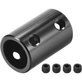 uxcell 12mm to 12mm Bore Rigid Coupling Set Screw L25XD16 Aluminum Alloy,Shaft Coupler Connector,Motor Accessories,Black,2pcs
