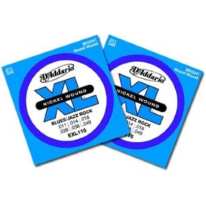 D'Addario Blues/Jazz Rock Nickel Wound Electric Guitar Strings 11-49 2 Pack