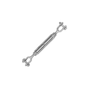 Indusco 93900241 Hot Dipped Drop Forged Galvanized Steel Jaw and Jaw Turnbuckle, 3500 lbs Working Load Limit, 5/8" Threaded Diameter x 6" Take Up, 15-1/2" Length