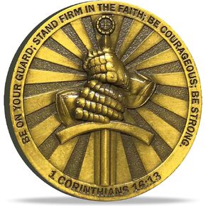 Strugglejewelry Faithful Guardian Christian Challenge Coin Stand Firm in The Faith Be Courageous Bible Verses Military Gift