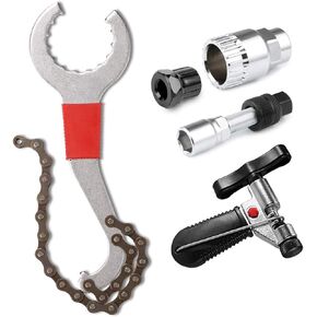 Bike Chain Tools Set - Bike Link Plier,Chain Breaker Splitter Tool,Chain Checker,Chain Link Connector,Chain Bracket Remover,Freewheel Remover,Crank Puller Remover,Bicycle Cassette Removal Tool Kits