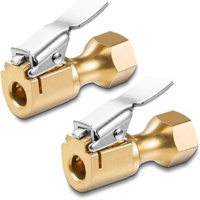 HIYITKS Air Chuck with Clip Adapter, Brass Locking Tire Inflator Nozzle Adapter Connect, No Leakage 250 PSI Tire Chucks for Vehicle Inflator Compressor Pump ConnectTool