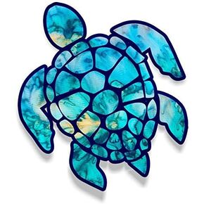 Sea Turtle Vinyl Bumper Sticker Decal (Cyan Dream) 5"