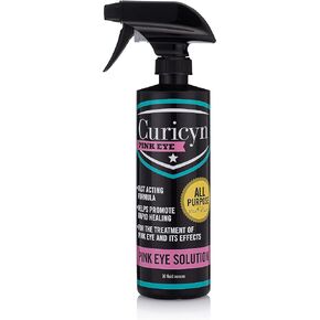 Curicyn Pink Eye Solution - 16oz, Extra Strength Formula Conjunctivitis Eye Drops for Dogs, Cats, Livestock and Horses – Pain Free, Non-Steroidal Dog Eye Wash with Purified Anolyte -