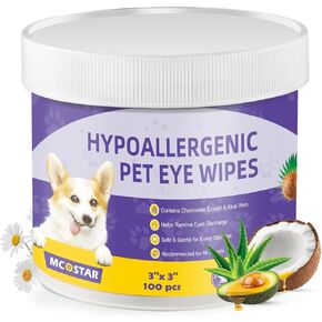 Eyes Wipes for Dog & Cat - Dog Eye Wipes Tear Stain Remover, Soft Pet Wipes for Gently Cleaning Eyes - Coconut Oil Pet Cleaning Grooming Deodorizing Wipes for Eyes, Face, Wrinkle in Saudi Arabia