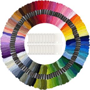 Embroidery Floss 100 Skeins Cross Stitch Thread Rainbow Color Friendship Bracelet String Yarn Making Kit Craft Floss Set with 20 Pcs Floss Bobbins (100 Colors)