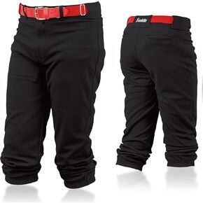 Franklin Sports Youth Baseball + Softball Pants - الركبة عالية + سراويل بيسبول مريحة للأطفال - أبيض، أسود + رمادي