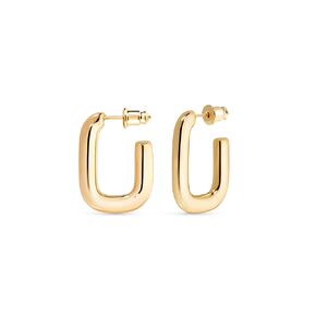 WANTED PIECES 14K Real Gold Plated Square Hoop Earrings, Gold Hoops for Women and Girls, Women Jewelry