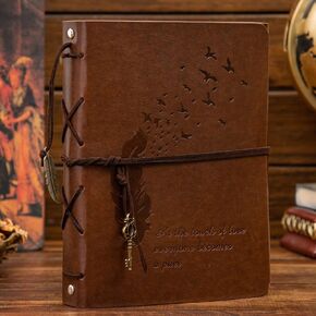 Retro Compass Photo Album DIY Photo Album 30 Sheets Leather Photo Album with Self Adhesive Stickers Wedding Guest Book for Valentine's Day Brown