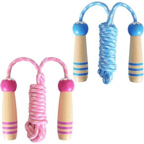 Jump Rope for Kids Adjustable, Lorvain Kid Jump Ropes for Girls Boys Skipping Rope for Kids with Wooden Handle Cotton Braided Outdoor Fun Activity for Exercise Fitness Children Students Preschooler