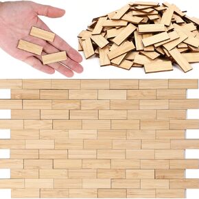 400 Pcs Miniature Dollhouse Flooring 1: 12 Scale Mini Wooden Dollhouse Floor Boards Geometric Bamboo Furniture for Model Accessories