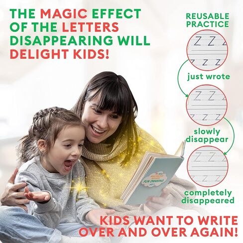 Magic Practice Copybook Reusable Writing Practice Book - Magical Handwriting Workbooks Magic Copy Book - Grooves Template Design for Kids Age 3-8 Magic Pens 4 Books 7.8x5.11inch in Kuwait