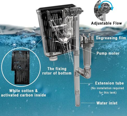 iPriro Glass Betta Aquarium Starter Kits 1.5 جالون خزان أسماك صغير، خزان أسماك بيتا مع ضوء LED، فلتر طاقة، أسود. زجاج 4 ملم in Kuwait
