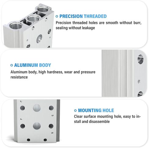 TAILONZ PNEUMATIC 200M 2-Position Manifold 4V210-08 1/4 Inch Solenoid Valve Base Manifold Solenoid Valve Base With Accessories in Saudi Arabia