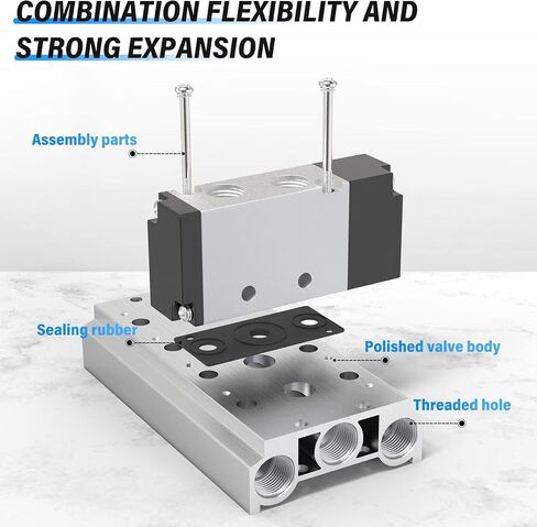 TAILONZ PNEUMATIC 200M 2-Position Manifold 4V210-08 1/4 Inch Solenoid Valve Base Manifold Solenoid Valve Base With Accessories in Saudi Arabia