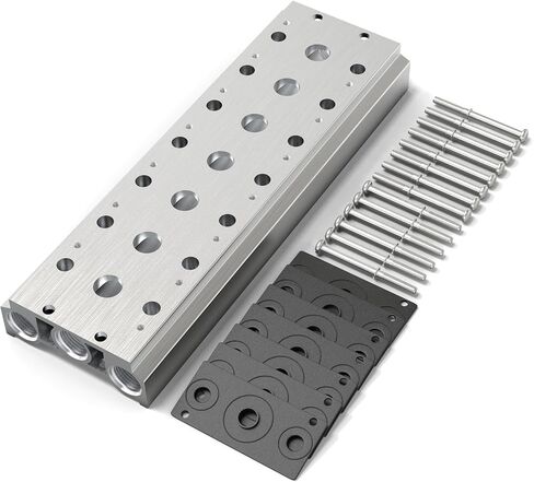 TAILONZ PNEUMATIC 200M 2-Position Manifold 4V210-08 1/4 Inch Solenoid Valve Base Manifold Solenoid Valve Base With Accessories in Kuwait