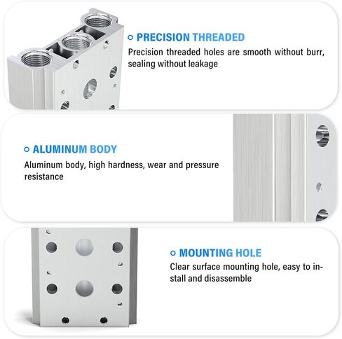 TAILONZ PNEUMATIC 200M 2-Position Manifold 4V210-08 1/4 Inch Solenoid Valve Base Manifold Solenoid Valve Base With Accessories in Kuwait