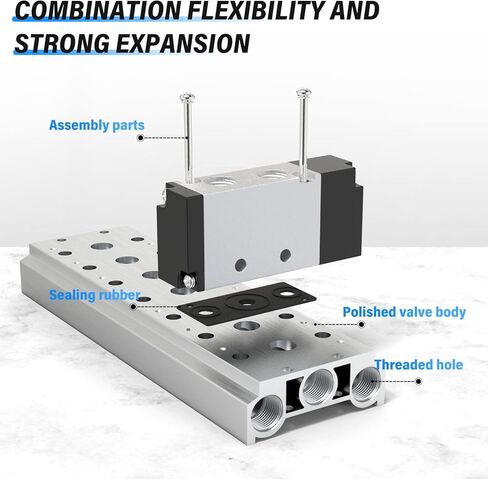 TAILONZ PNEUMATIC 200M 2-Position Manifold 4V210-08 1/4 Inch Solenoid Valve Base Manifold Solenoid Valve Base With Accessories in Kuwait