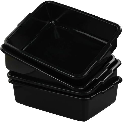 8 Liters Plastic Commercial Bus Tub Set of 4, Black Rectangle Plastic Dish Pans in Saudi Arabia