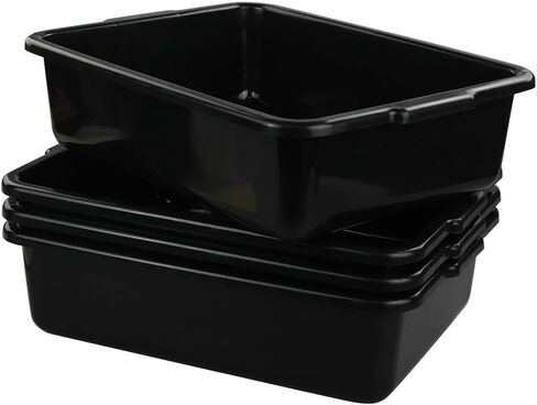 8 Liters Plastic Commercial Bus Tub Set of 4, Black Rectangle Plastic Dish Pans in Saudi Arabia