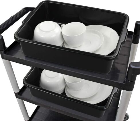 8 Liters Plastic Commercial Bus Tub Set of 4, Black Rectangle Plastic Dish Pans in Saudi Arabia