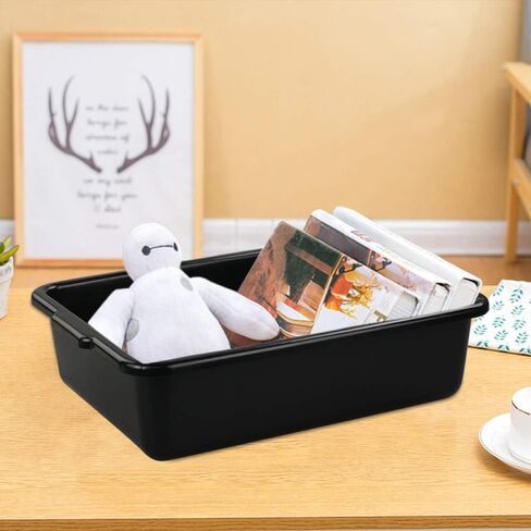 8 Liters Plastic Commercial Bus Tub Set of 4, Black Rectangle Plastic Dish Pans in Saudi Arabia