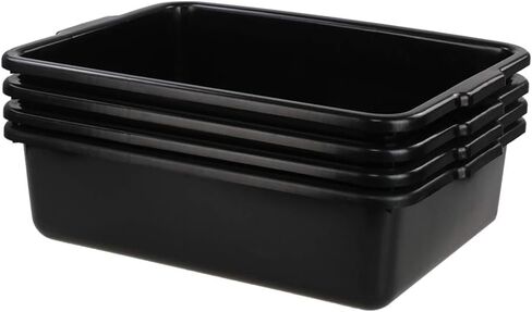 8 Liters Plastic Commercial Bus Tub Set of 4, Black Rectangle Plastic Dish Pans in Saudi Arabia