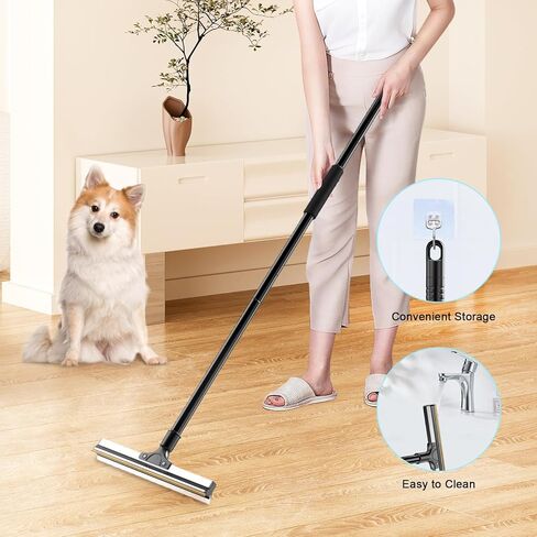 Adjustable Handle Pet Hair Remover Long Handle Carpet Rake Reusable Pet Hair Removal Broom Cleaner Tool Wet Dry 2 in 1 Design Suitable for Carpets Car Mats and Smooth Floors Tiles Glass in Kuwait