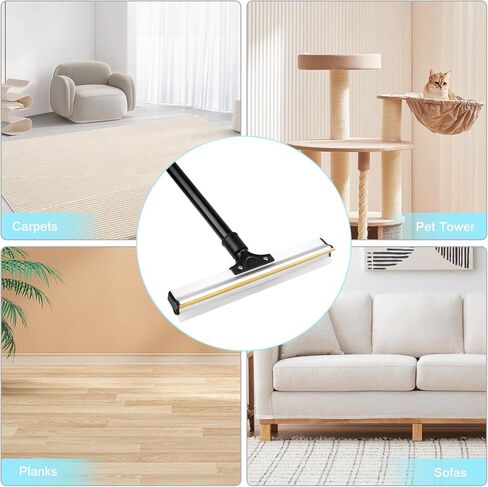 Adjustable Handle Pet Hair Remover Long Handle Carpet Rake Reusable Pet Hair Removal Broom Cleaner Tool Wet Dry 2 in 1 Design Suitable for Carpets Car Mats and Smooth Floors Tiles Glass in Kuwait