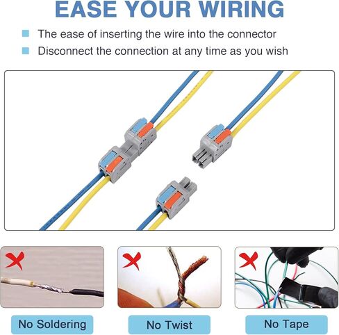 12 PCS Pluggable Wire Connectors for AWG 24-12, Hand Protecting 2 Conductor Push-in Lever Wire Connectors, Reusable Electrical Connectors, Wire Splice Connectors for Automotive and Electric Wiring in Kuwait