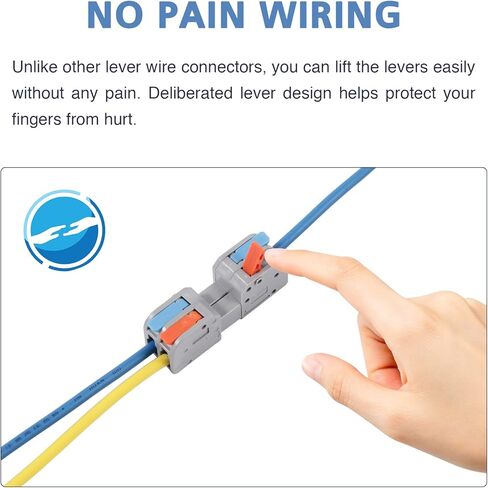 12 PCS Pluggable Wire Connectors for AWG 24-12, Hand Protecting 2 Conductor Push-in Lever Wire Connectors, Reusable Electrical Connectors, Wire Splice Connectors for Automotive and Electric Wiring in Kuwait