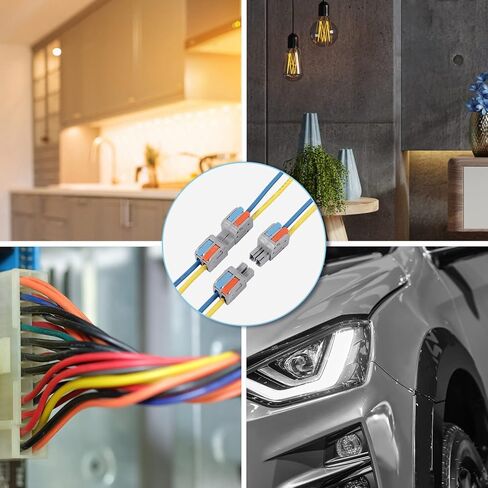 12 PCS Pluggable Wire Connectors for AWG 24-12, Hand Protecting 2 Conductor Push-in Lever Wire Connectors, Reusable Electrical Connectors, Wire Splice Connectors for Automotive and Electric Wiring in Kuwait