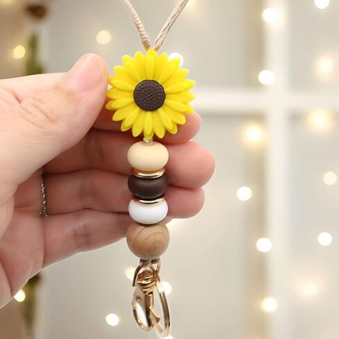 شارة تعريف وحامل مفاتيح من MyfavoriteK Flower Teacher Lanyards، حبل خرز سيليكون لطيف للنساء والطلاب العاملين في التمريض (وردي) in Kuwait