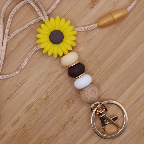 شارة تعريف وحامل مفاتيح من MyfavoriteK Flower Teacher Lanyards، حبل خرز سيليكون لطيف للنساء والطلاب العاملين في التمريض (وردي) in Kuwait