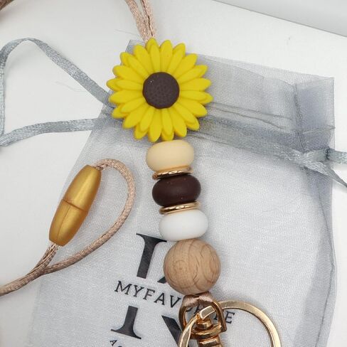 شارة تعريف وحامل مفاتيح من MyfavoriteK Flower Teacher Lanyards، حبل خرز سيليكون لطيف للنساء والطلاب العاملين في التمريض (وردي) in Kuwait