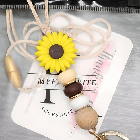 شارة تعريف وحامل مفاتيح من MyfavoriteK Flower Teacher Lanyards، حبل خرز سيليكون لطيف للنساء والطلاب العاملين في التمريض (وردي) in Kuwait