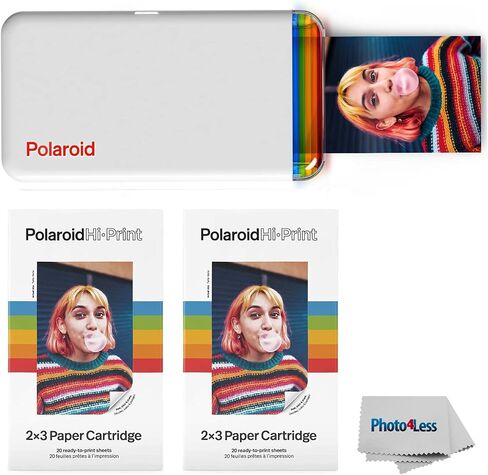 Polaroid Hi-Print 2x3 Pocket Photo Printer + Polaroid 2" x 3" Hi-Print Cartridge - 2 Pack (40 Sheets) in Saudi Arabia