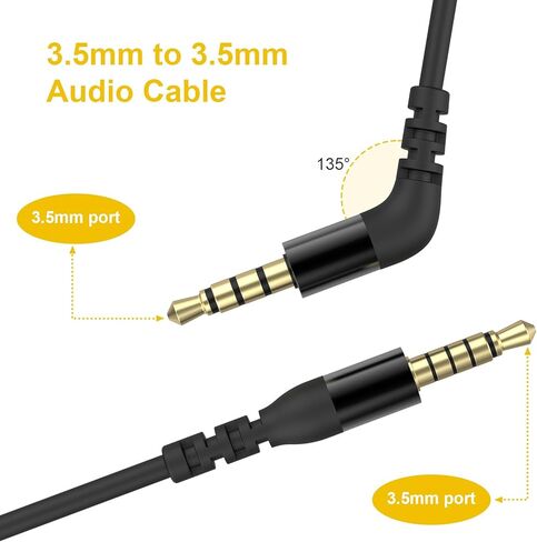 كابل صوت Lusgawer 3.5 ملم متوافق مع SteelSeries Arctis Nova 1، Nova 3، سماعة رأس Nova Pro للألعاب، سلك كابل تمديد صوتي بديل (أسود، 1.5 متر/4.9 قدم) in Kuwait